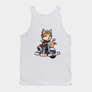 Cartoon Dog Rides Motorcycle to Fun Tank Top